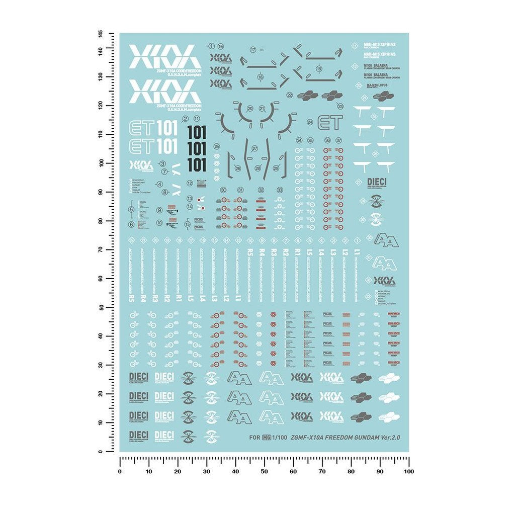 20250722 Artisan's Club MG 1/100 Freedom 2.0 Water Slide Decal