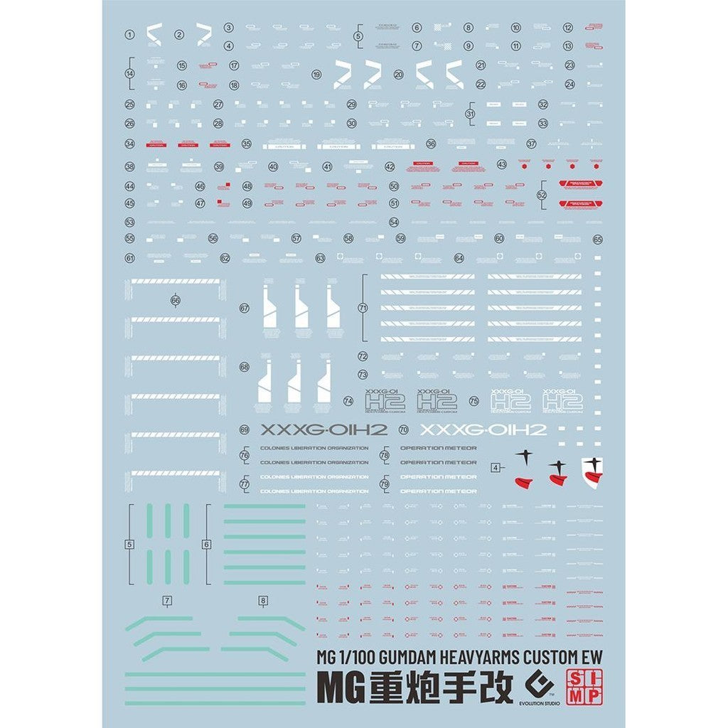 20250721 EVO MG 1/100 Heavyarms Custom EW Fluo Water Slide Decal EVOPM003