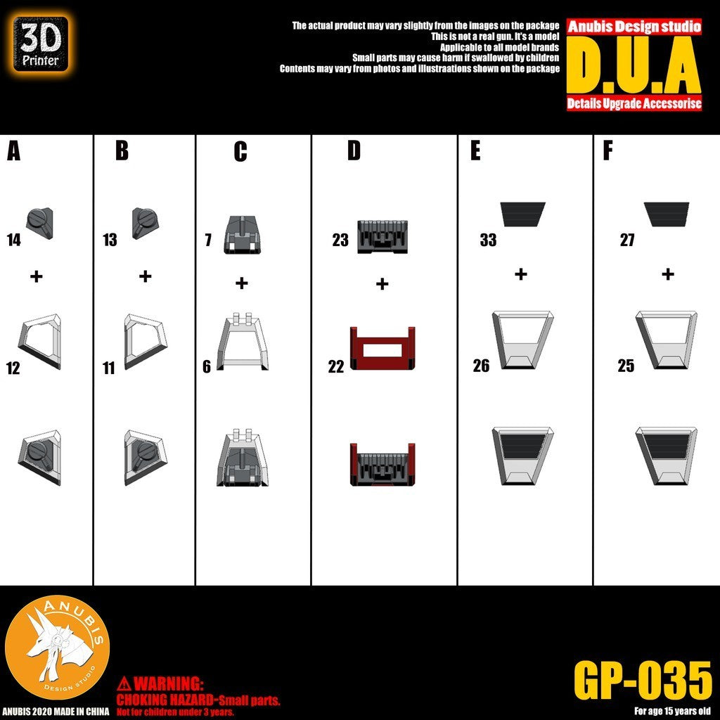 ANUBIS 3D print detail upgrade parts GP035 parts fit for MG Strike Rouge no kits