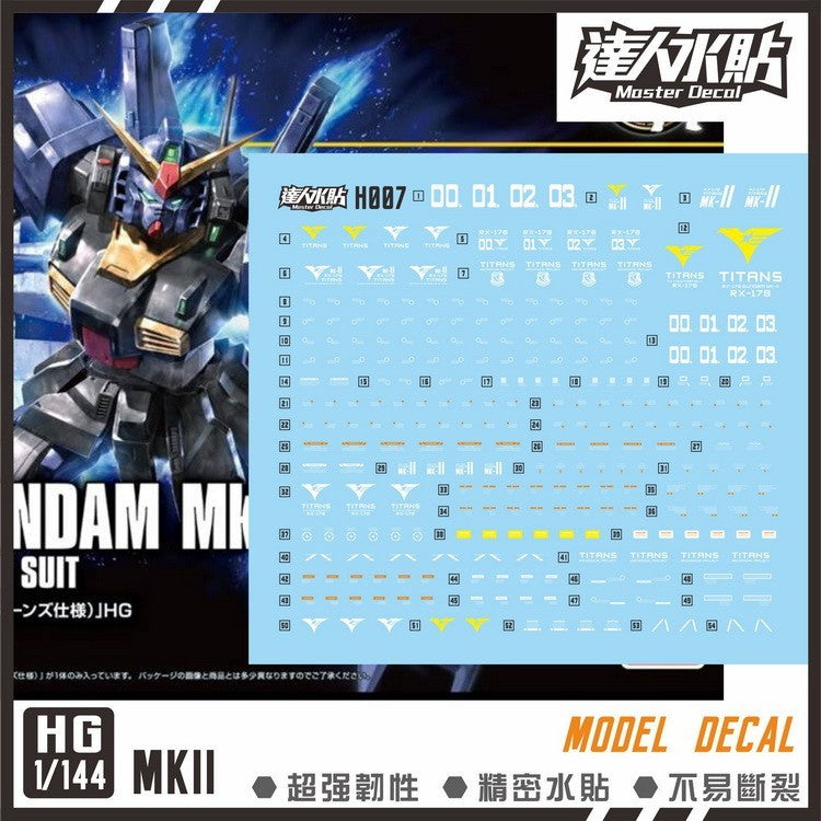 MASTER Water Slide Decal H007 HG 1/144 MKII MK2 Titans Collectibles