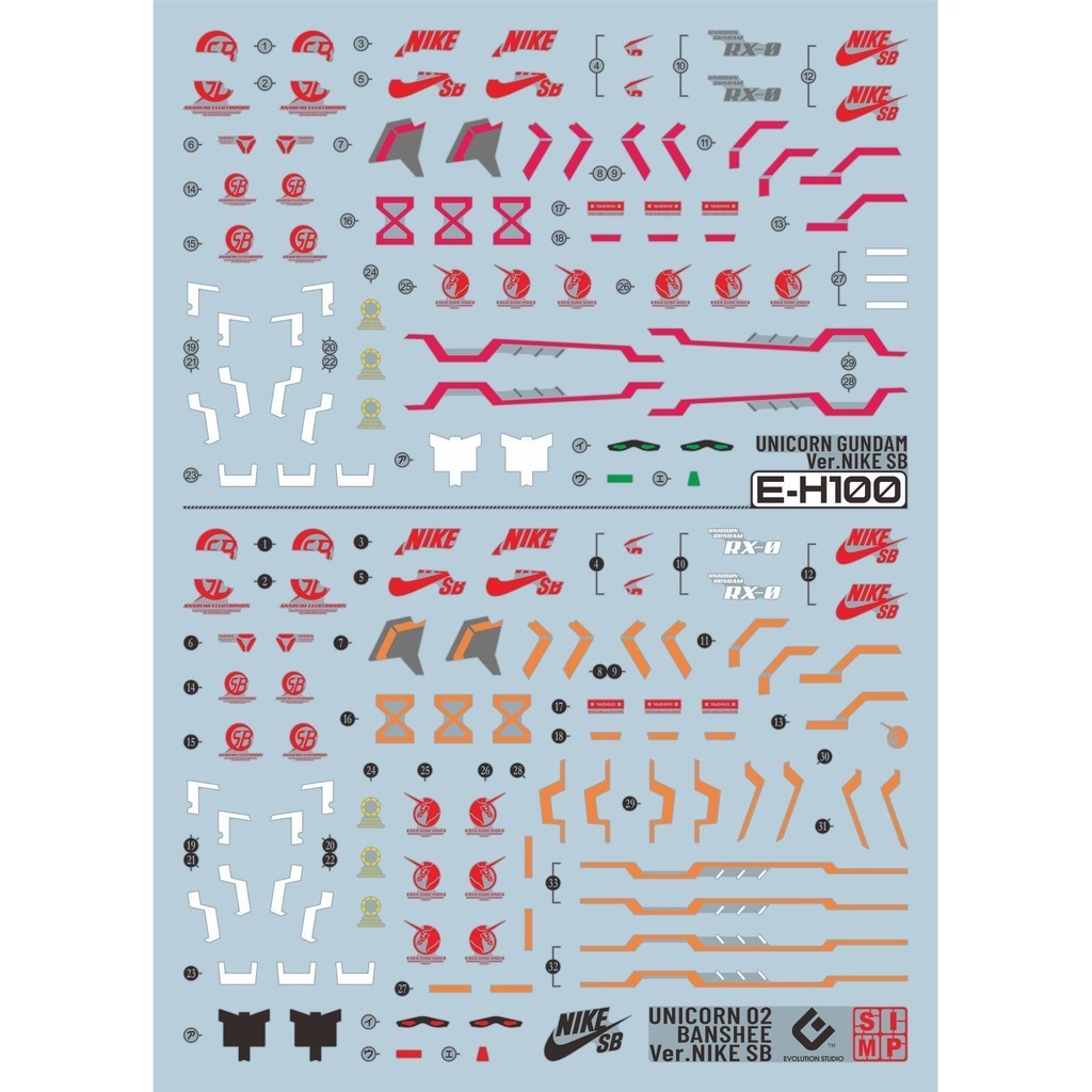20250721 EVO HG UNICORN Ver.N IKE SB Fluo Water Slide Decal EVOHG011