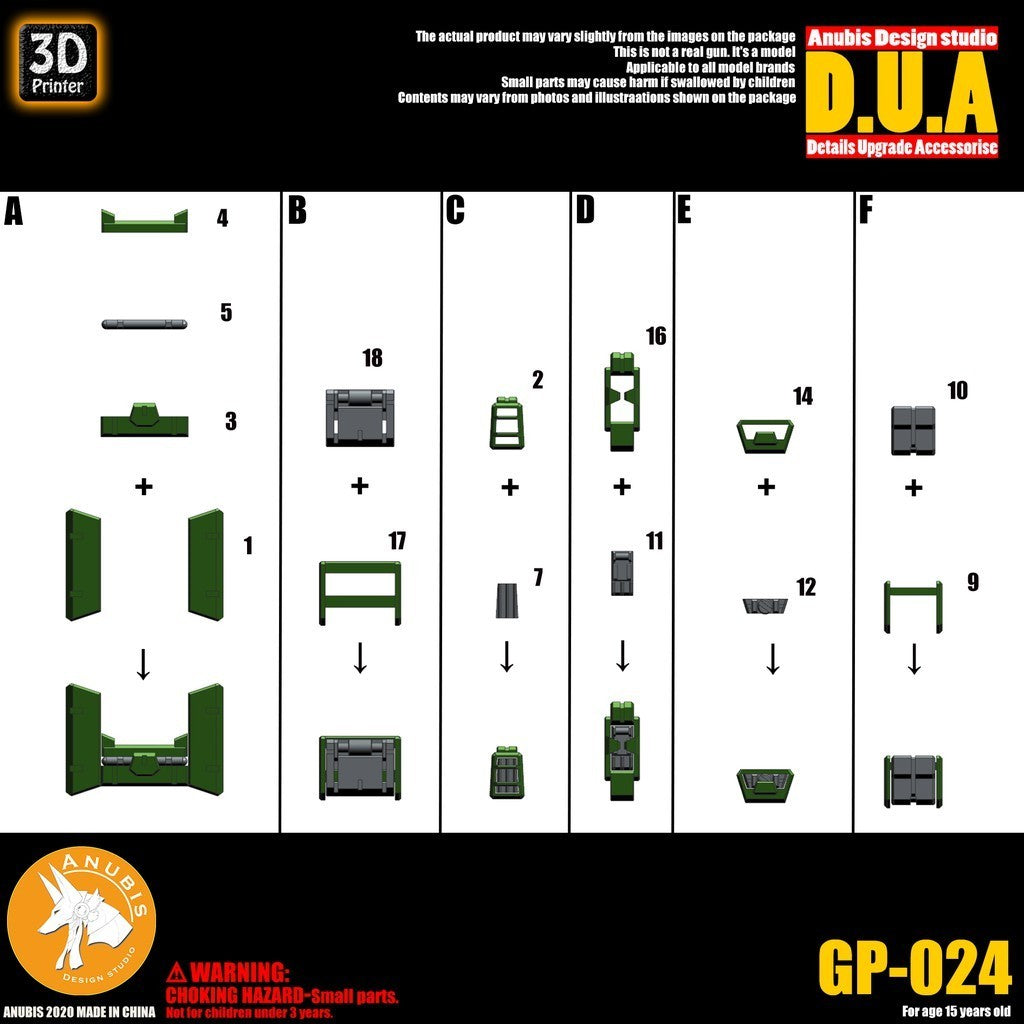 ANUBIS 3D print detail upgrade parts GP024 General parts fit for MG Zaku no kits