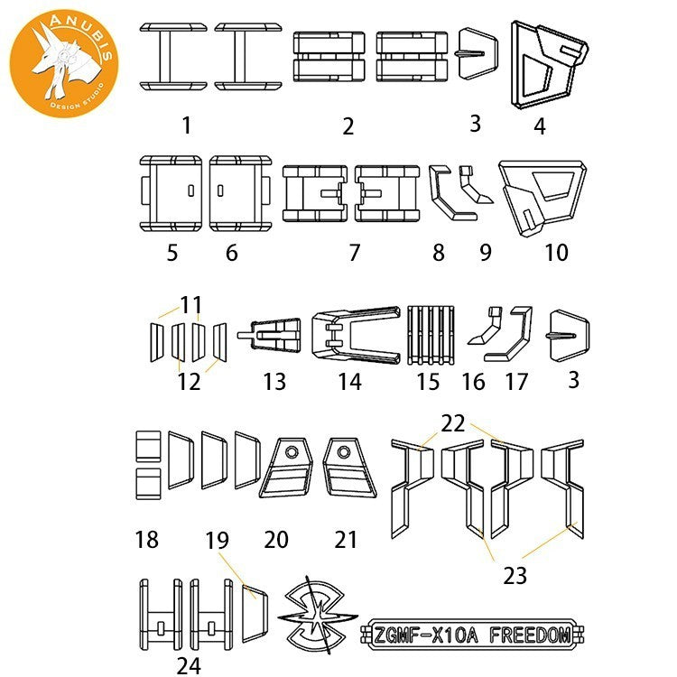ANUBIS 3D print detail upgrade parts parts for MG Freedom 2.0 GP017 in the kits