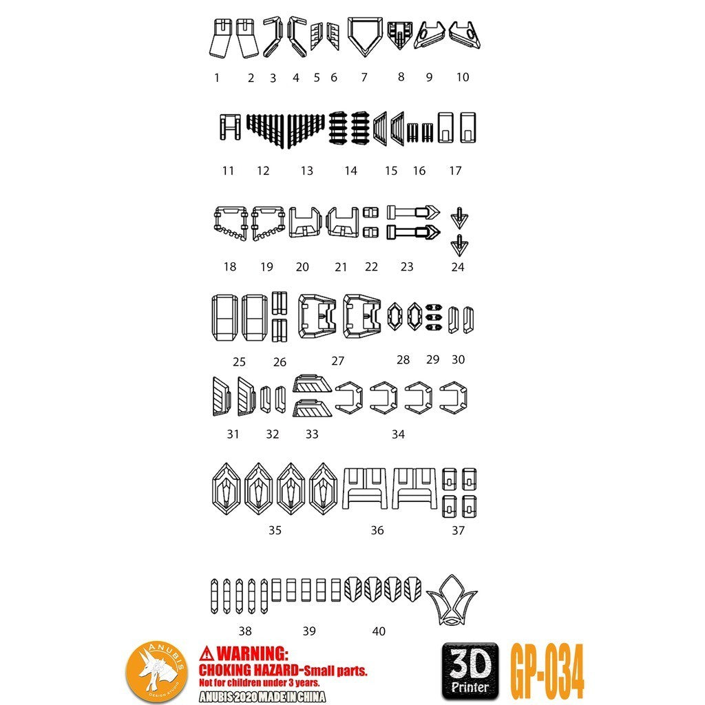ANUBIS 3D print detail upgrade parts GP034 upgrade fit for HG barbatos lupus rex no kits