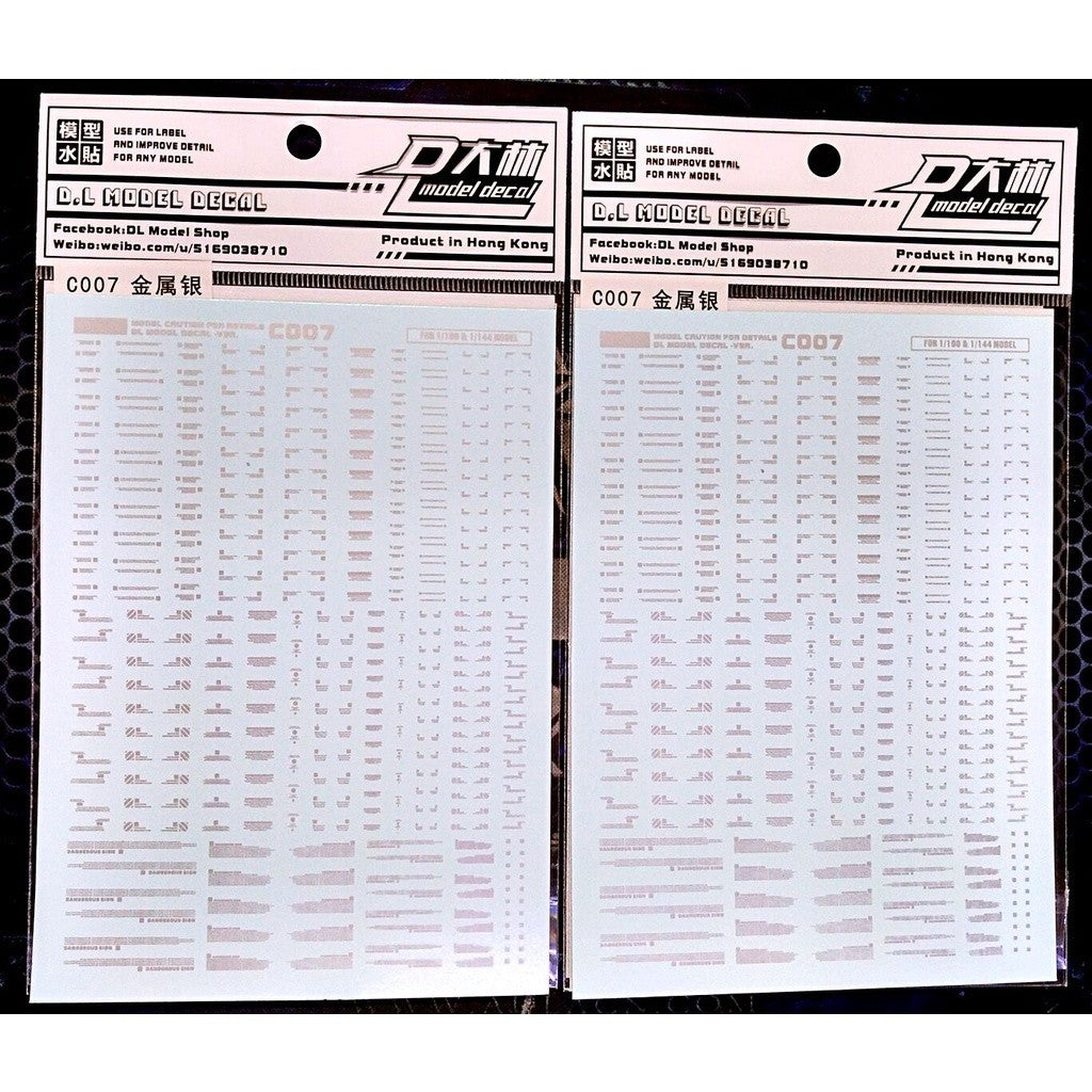 DL DALIN Water slide decal Metal Silver Color Detail General Use