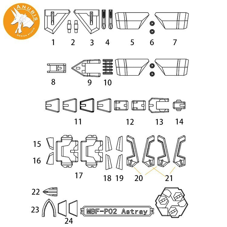 ANUBISIS 3D print detail updates parts GP016 parts tut for MG astray Red frame no kits