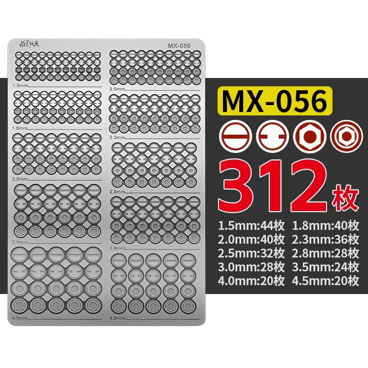 M.S. MOSHI Tool MX055-MX058 Screw Style Metal Etching sheet Detail Upgrade Parts fit for MG HG General Use