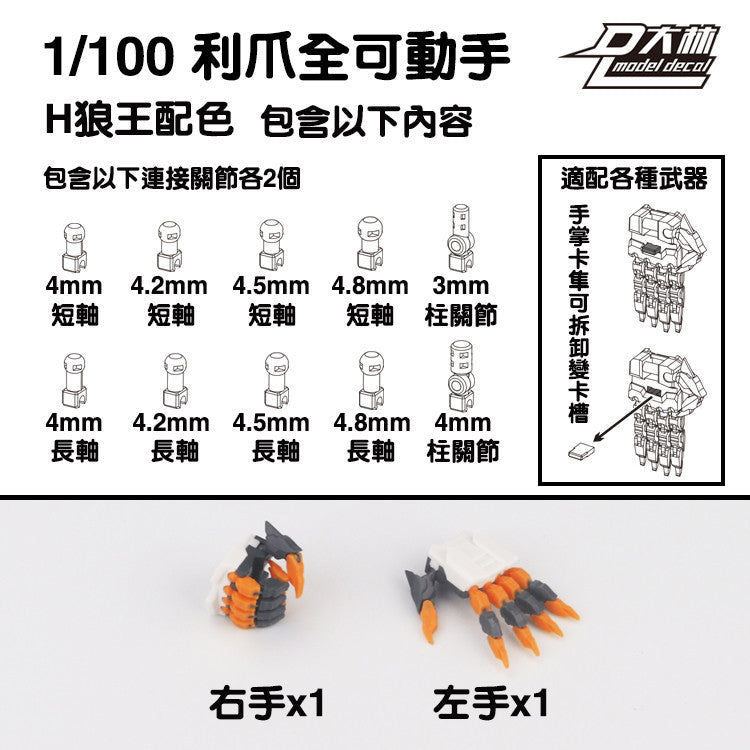 DALIN DL MG 3.0 1/100 RG HG 1/144 General use moveable hands claws