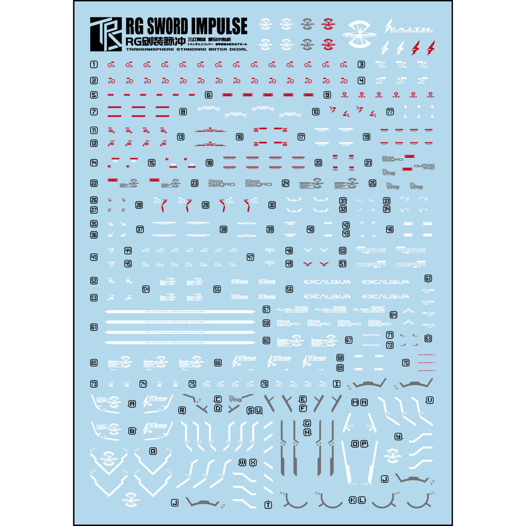 Transamsphere TRS RG 1/144 PB Swor d Impulse Water Slide Decal TRSRG009