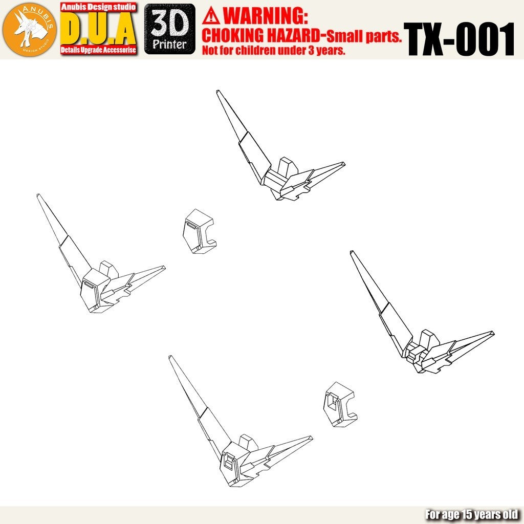 ANUBIS 3D print detail upgrade parts TX001 V-FIN FOR MG RX-78-2 Ver.3.0 in the kits