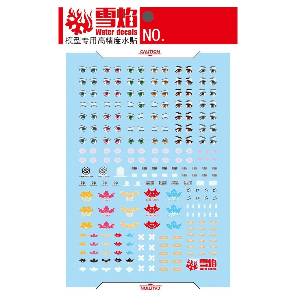 20250722 XUEYAN XY / SNOW FLAME 30MS frame arms girl General face Water slide decal