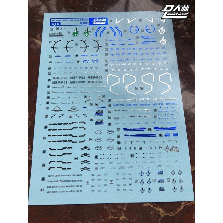 DL DALIN Water slide decal Gold Coating MG MB Blue Frame
