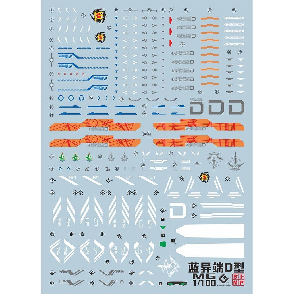 20250721 EVO MG 1/100 Astray Blue Frame D Type Fluo Water Slide Decal EVOMG041