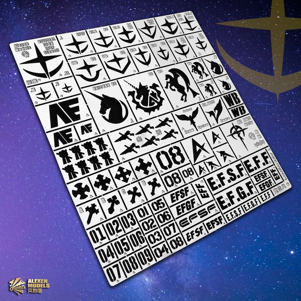 Alexen AJ0077 Stencil Pad for HG MG GM series EFF Number Sign Logo