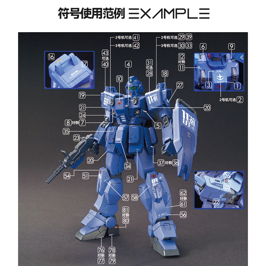 GUGU HG 1/144 RX79-BD BULE DESTINY Water Slide Decal GUGUHG004