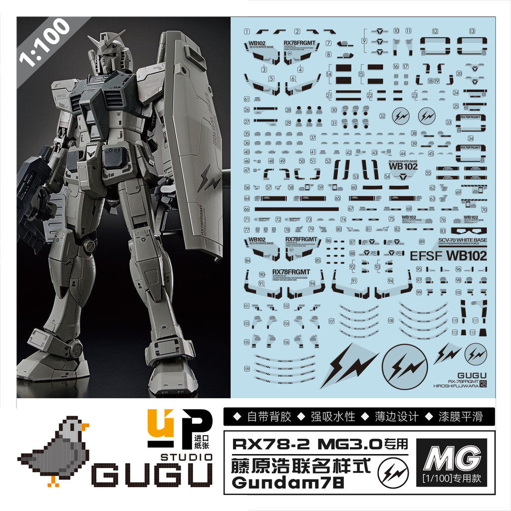 GUGU MXD140 MG 1/100 RX78-2 3.0 Hiroshi Fujiwara Type Water Slide Decal (Model not included) GUGUMG012 GUGUMG012