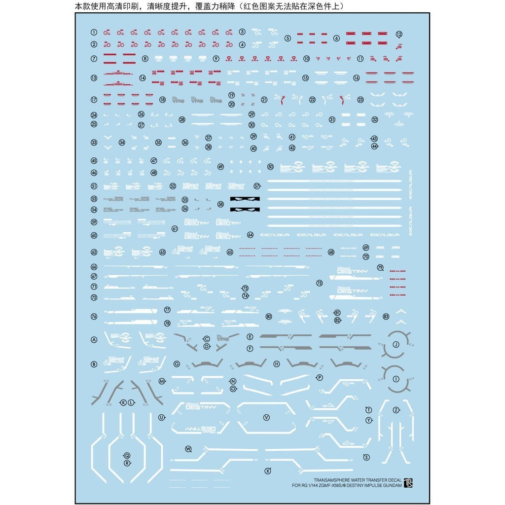 TRS Water slide decal for RG 1/144 Impulse Destiny TRSRG018