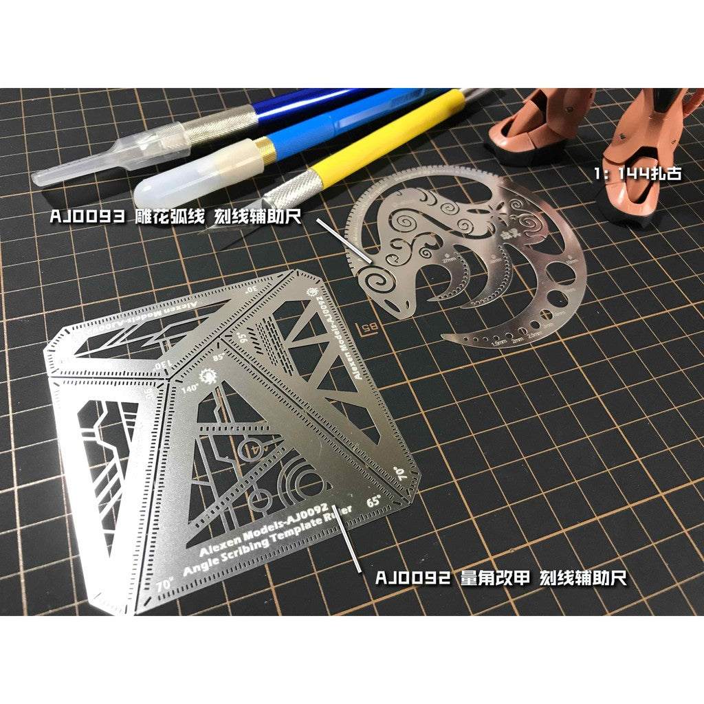 Alexen AJ0092 Angle Fixed Measurement Scribing Template Ruler 4in1 Tools