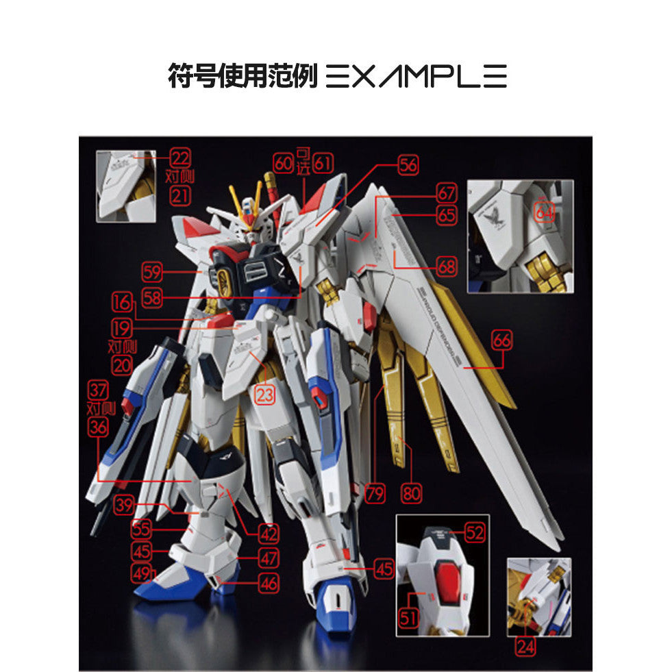 GUGU HG 1/144 MIGHTY STBIKE FREEDOM Water Slide Decal GUGUHG010
