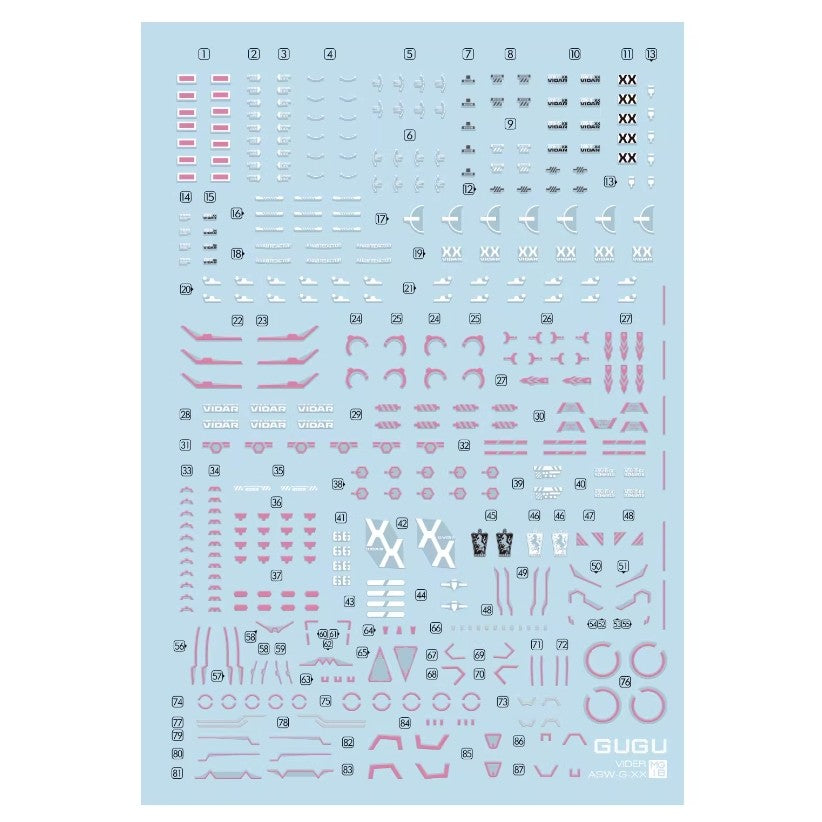 GUGU M222 MG 1/100 Vidar Water Slide Decal (Model not included) GUGUMG013 GUGUMG013