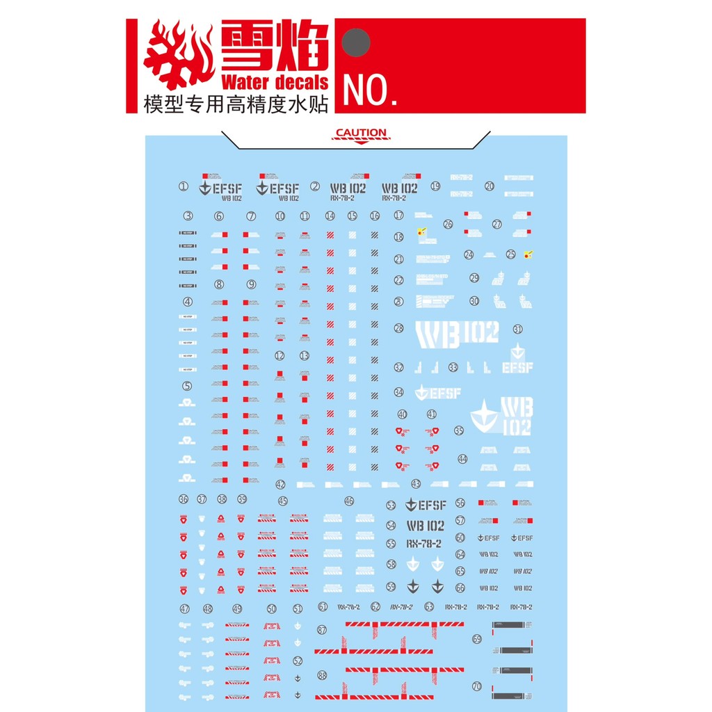 20250722 XUEYAN XY / SNOW FLAME 1/100 FAT CAT RX-78-2 Water Slide Decal Fluo VER (Kits not included)