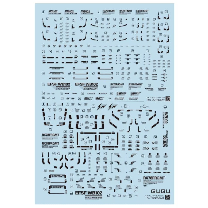 GUGU RMXDA01 RG RX-78-2 2.0 / MG GTO RX-78-2 Hiroshi Fujiwara Type Water Slide Decal (Model Not included) GUGURG009 GUGURG009
