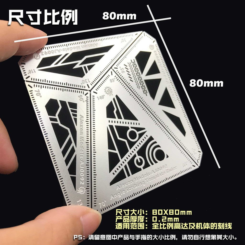 Alexen AJ0092 Angle Fixed Measurement Scribing Template Ruler 4in1 Tools