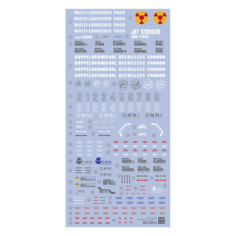GUGU HG 1/144 DAGGERL & WINDAM SEED Water Slide Decal GUGUHG006