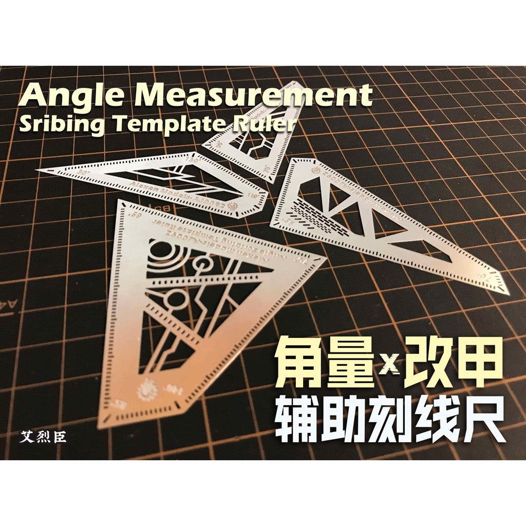 Alexen AJ0092 Angle Fixed Measurement Scribing Template Ruler 4in1 Tools