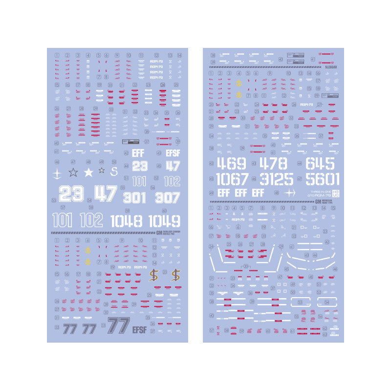 GUGU HG 1/144 GTO RGM-79 GM Water Slide Decal GUGUHG005