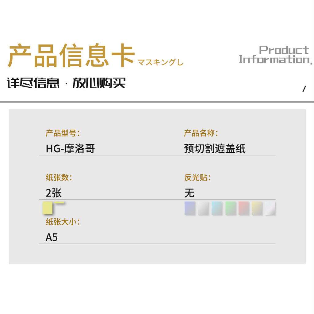 NewC Ban dai/ KO HG GTO Moroccan Front Type GM Pre-cut Masking Tape