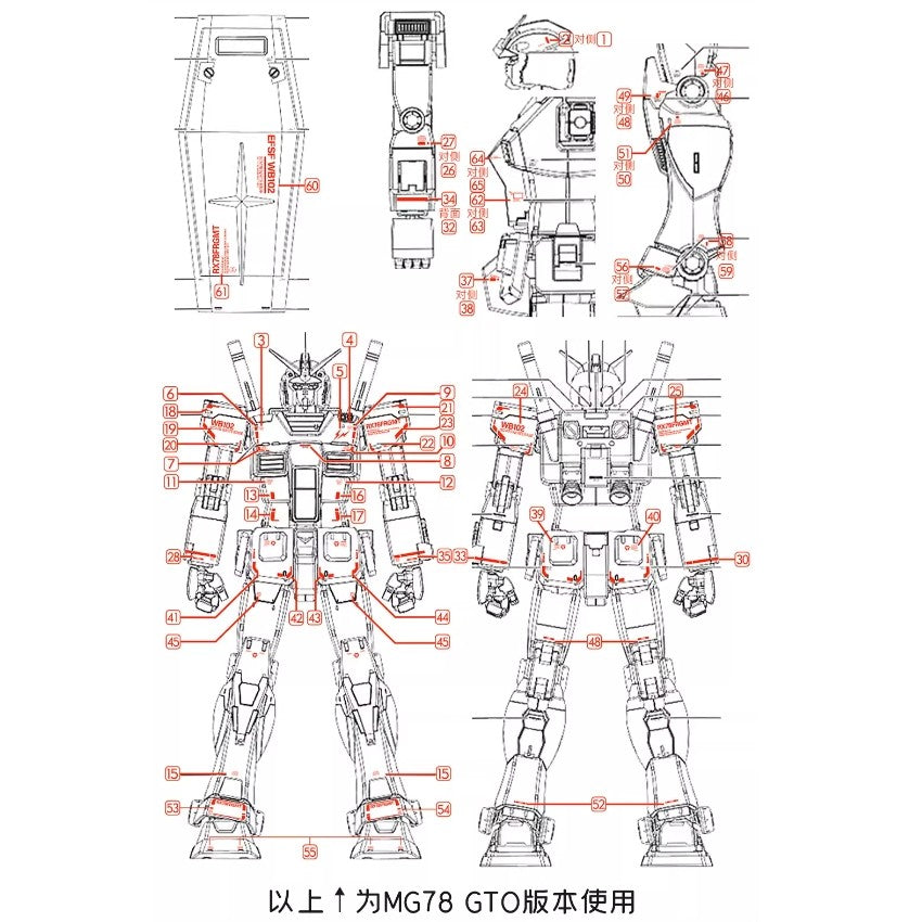 GUGU RMXDA01 RG RX-78-2 2.0 / MG GTO RX-78-2 Hiroshi Fujiwara Type Water Slide Decal (Model Not included) GUGURG009 GUGURG009