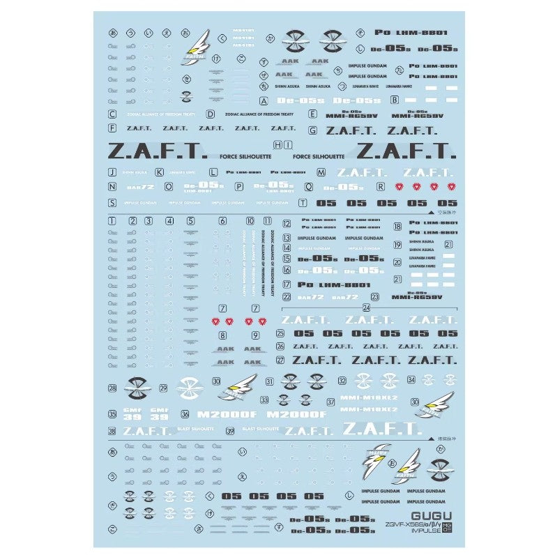 GUGU M109 MG 1/100 Force / Sw ord / Blast Impulse 3in1 Water Slide Decal (Model not included) GUGUMG015 GUGUMG015