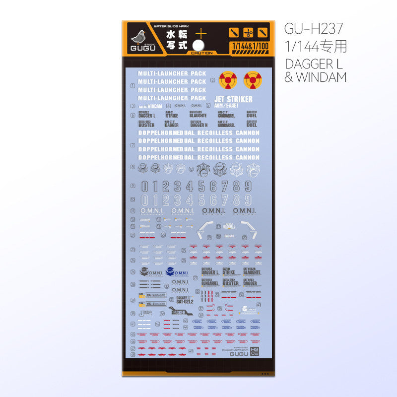GUGU HG 1/144 DAGGERL & WINDAM SEED Water Slide Decal GUGUHG006