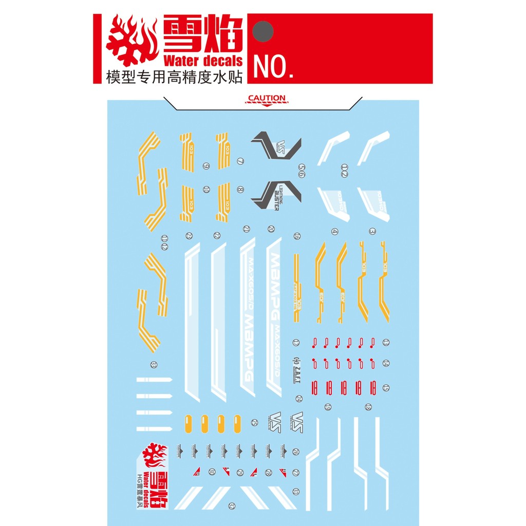 20250722 XUEYAN XY / SNOW FLAME Water Slide Decal HGCE 100 HG 1/144 Lightning Buster