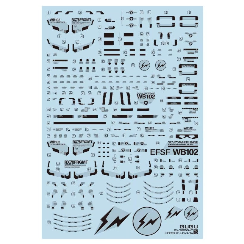 GUGU MXD140 MG 1/100 RX78-2 3.0 Hiroshi Fujiwara Type Water Slide Decal (Model not included) GUGUMG012 GUGUMG012