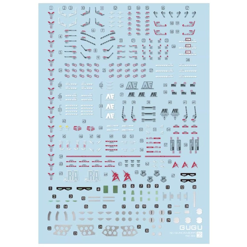 GUGU RJD078 RG 1/144 NU V Double FIN Funnel Type Water Slide Decal (Model not included) GUGURG007 GUGURG007