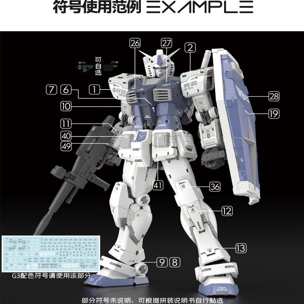 GUGU G040 Water Slide Decal 3 in 1 for RG 1/144 RX-78-2 2.0 / RX-78-2 G3 GUGURG002