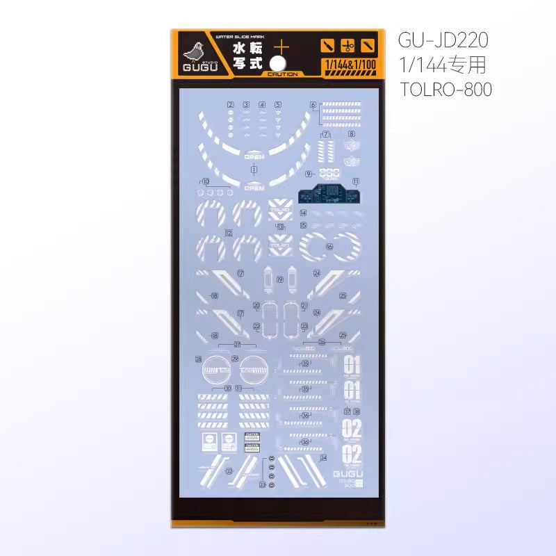GUGU HG 1/144 TOLRO-800 Water Slide Decal GUGUHG008