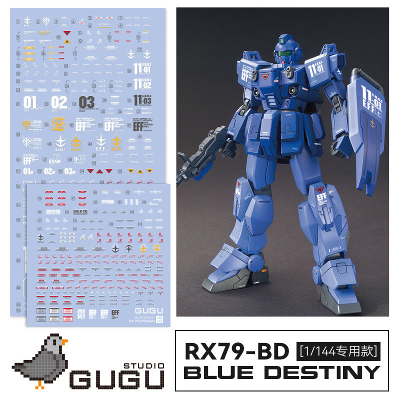 GUGU HG 1/144 RX79-BD BULE DESTINY Water Slide Decal GUGUHG004