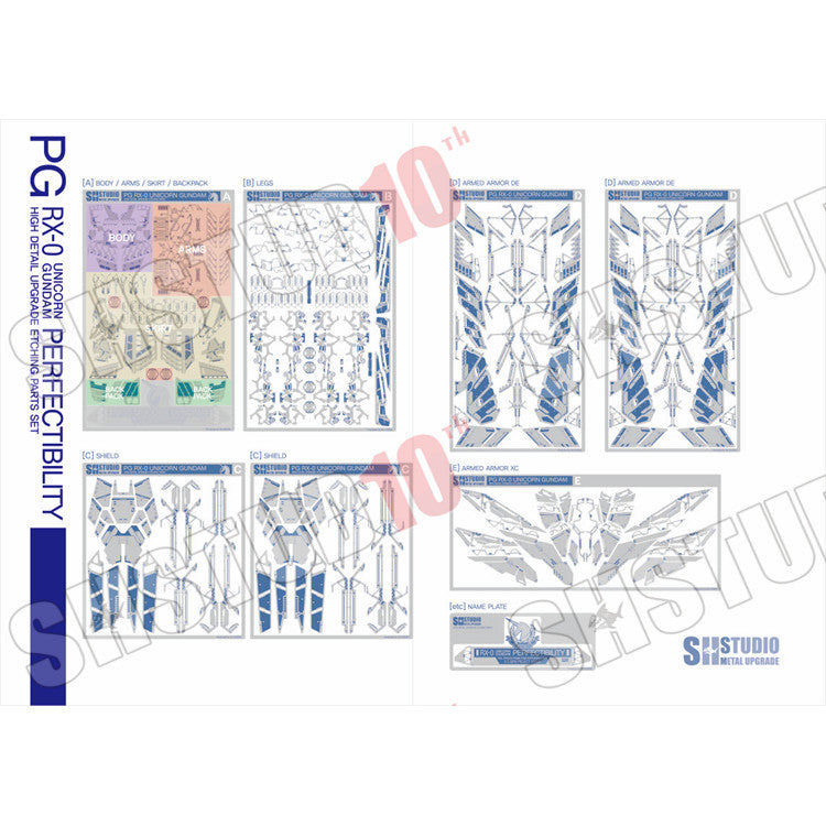 SH STUDIO Upgrade Metal Etching Parts for PG 1/60 Perfectibility Unicorn