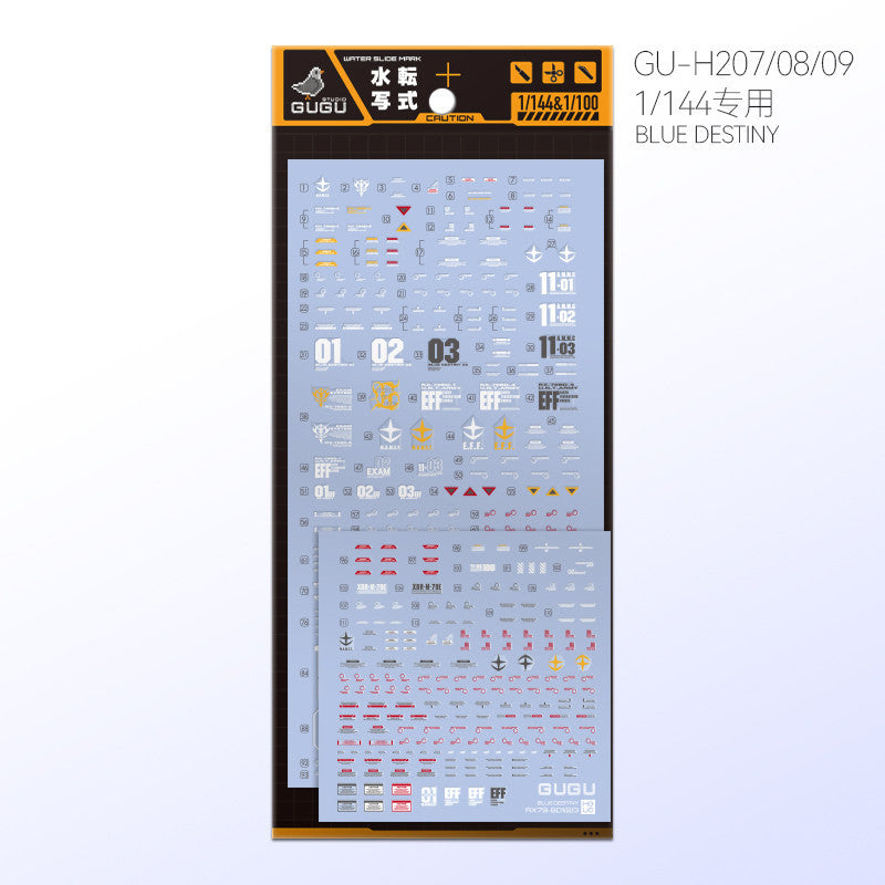 GUGU HG 1/144 RX79-BD BULE DESTINY Water Slide Decal GUGUHG004