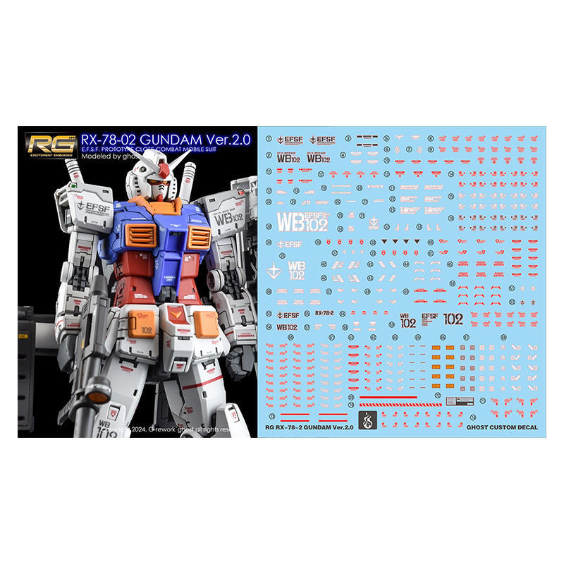 YAN GHOST Water slide decal FOR RG 1/144 RX-78-2 VER 2.0 FLUO