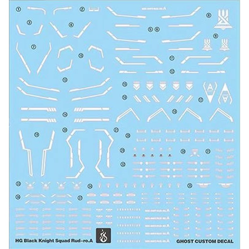 YAN FLAME Water Slide Decal GHOST for HG 1/144 SEED Black Knight Squad Rud-ro.A