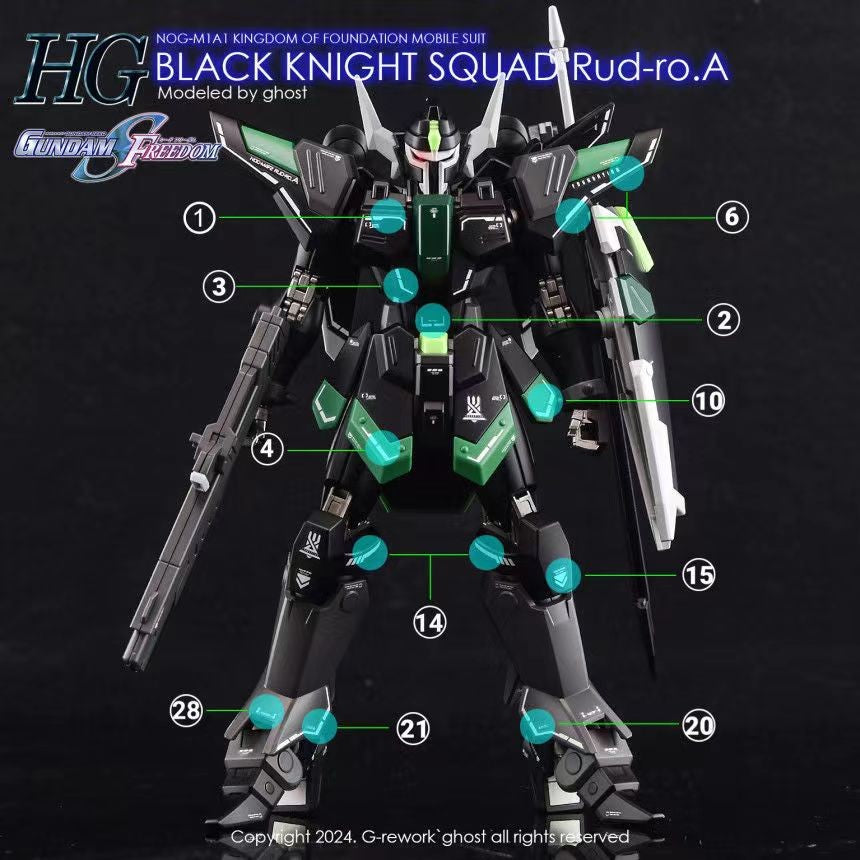 YAN FLAME Water Slide Decal GHOST for HG 1/144 SEED Black Knight Squad Rud-ro.A