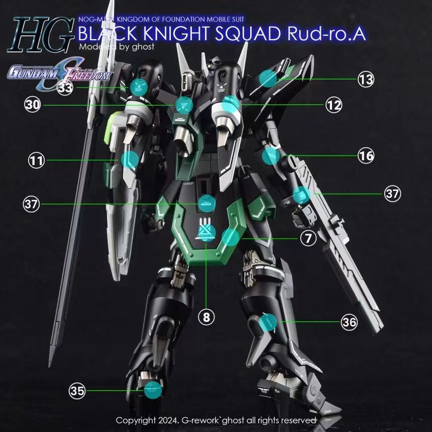 YAN FLAME Water Slide Decal GHOST for HG 1/144 SEED Black Knight Squad Rud-ro.A