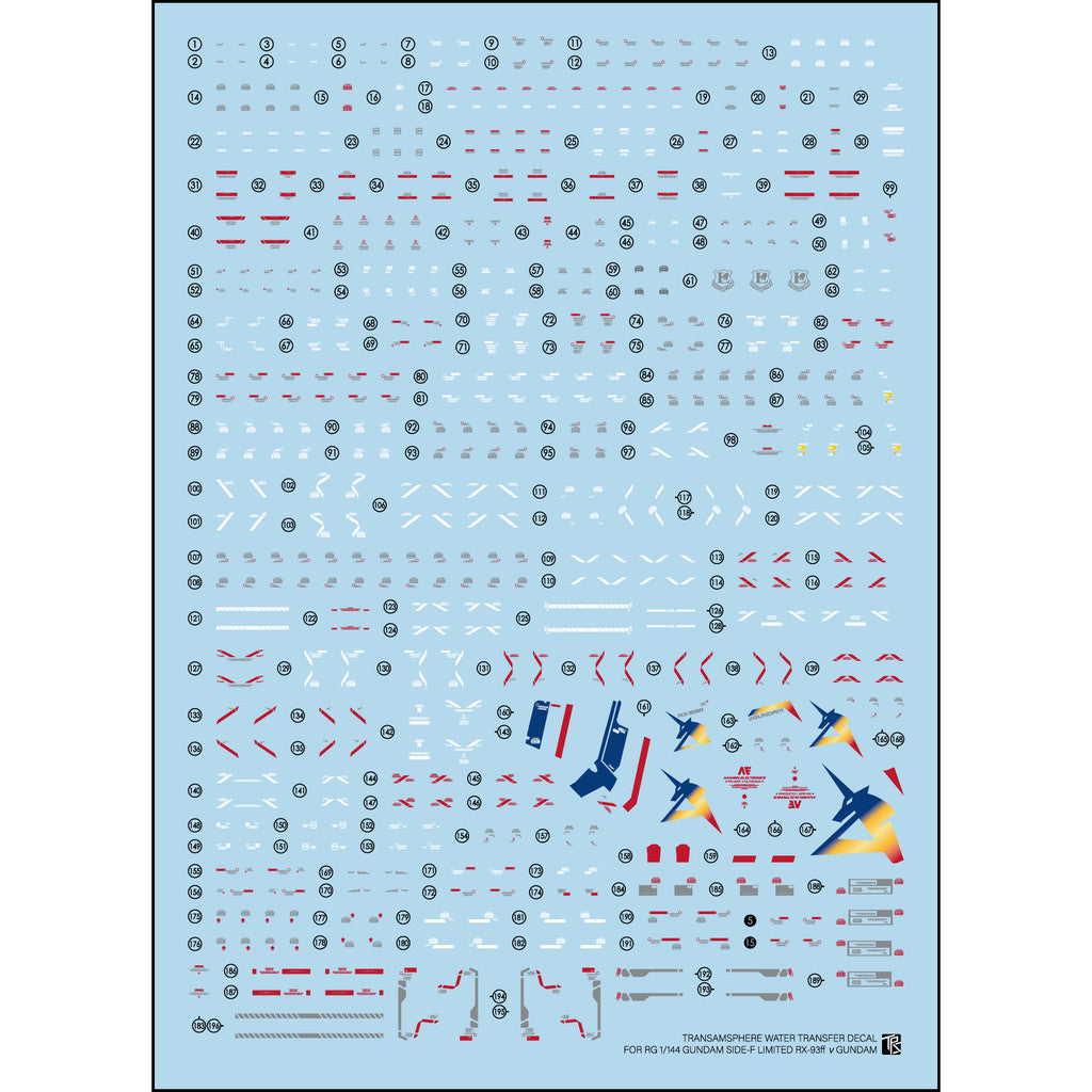 TRS Water slide decal For RG NU RX-93FF Collectibles