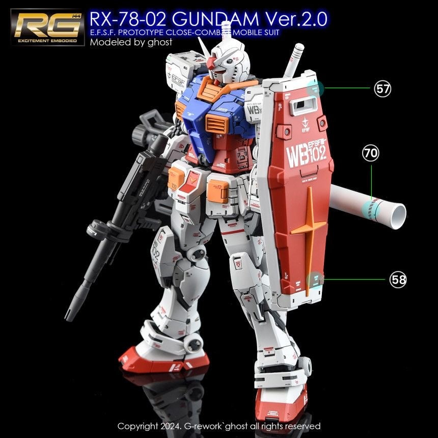 YAN GHOST Water slide decal FOR RG 1/144 RX-78-2 VER 2.0 FLUO