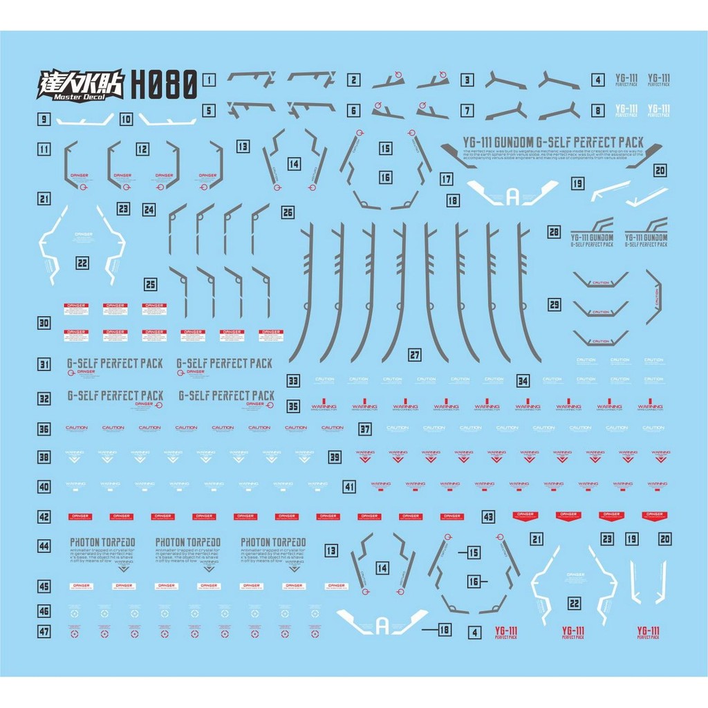 MASTER H080 Water slide decal FOR HG G-SELF Perfect Pack (Reconguista in G the Movie Ver.) Fluo NO KITS Collectibles