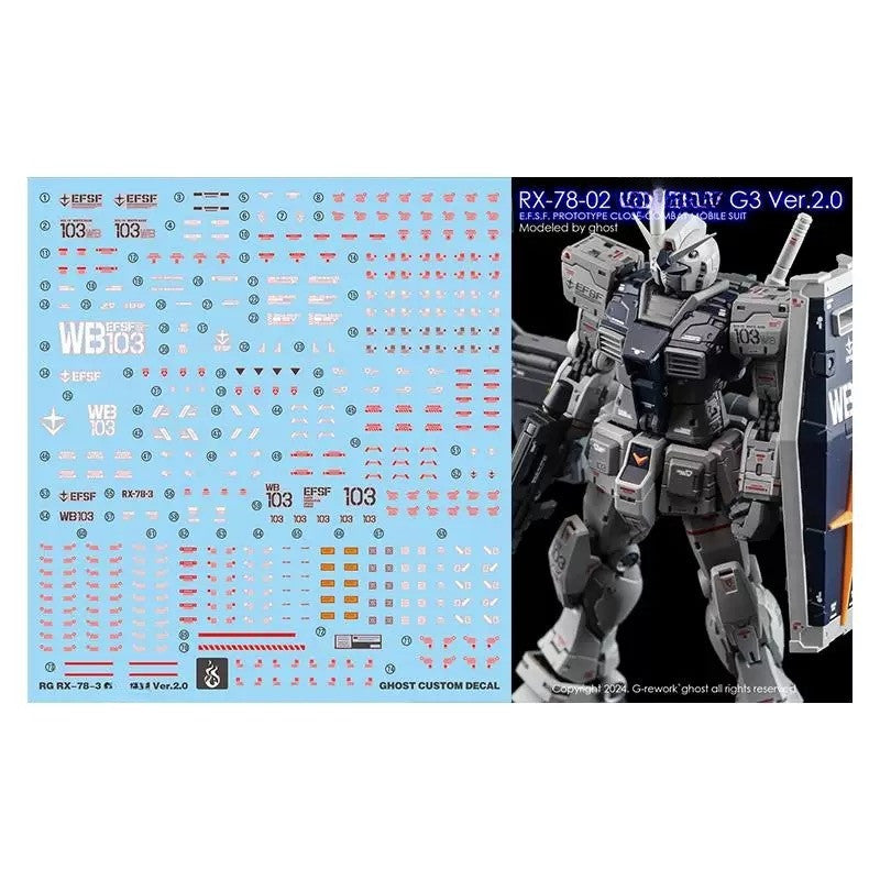 YAN GHOST water slide decal for RG 1/144 RX-78-2 VER 2.0 G3 Type